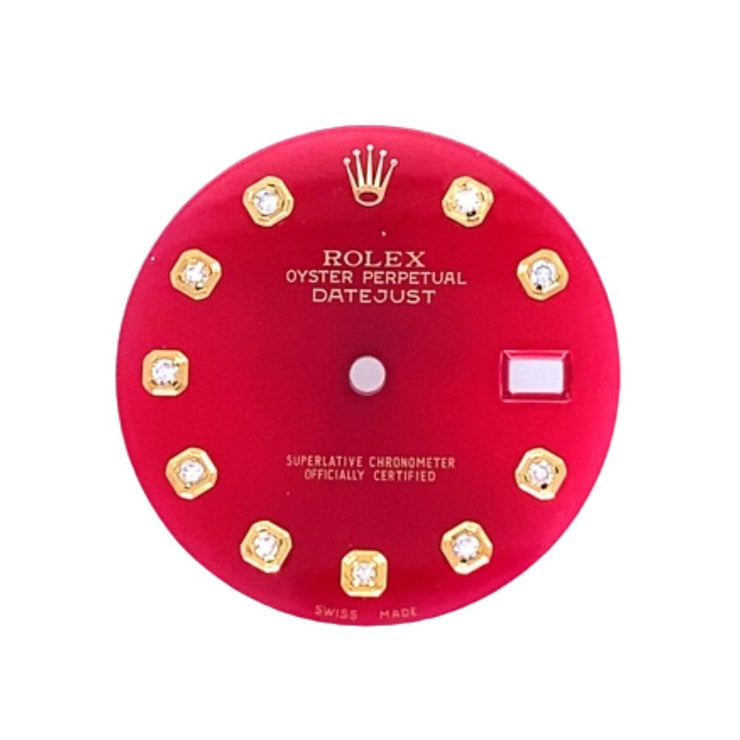 Pre-Owned Rolex Red Watch Dial with Diamonds