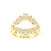 14K Yellow Gold 0.55 CT Diamond Floral Milgrain Ring Enhancer