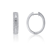 1.17 Cttw Baguette and 0.80 Round Diamond 18K White Gold Hoop Earrings