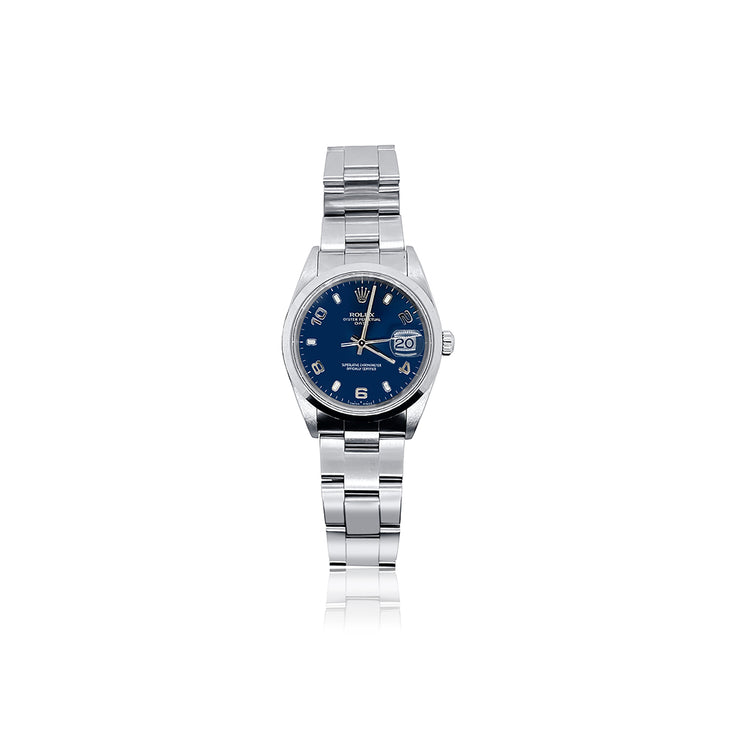 Men's Pre-Owned Rolex Blue Arabic Dial Stainless Steel Watch