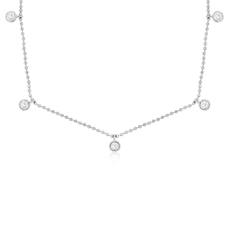 14K White Gold Dangle Bezel-Set Diamond Necklace
