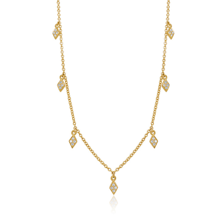 0.30 CT Diamond Dangle Cluster 14K Rose Gold Fashion Necklace