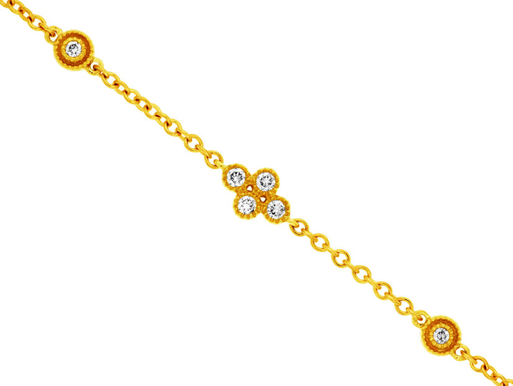 0.14 Cttw Round Diamond Bezeled Milgrain 14K Yellow Gold Fashion Bracelet