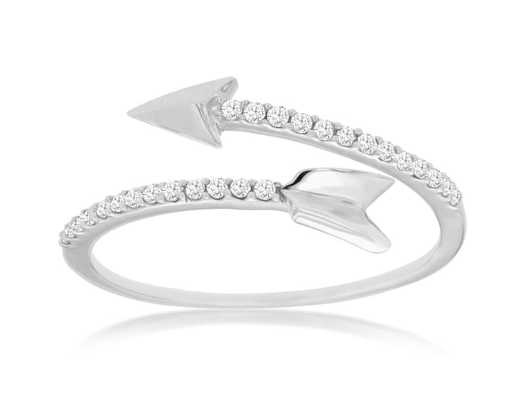 14K White Gold Diamond Arrow Fashion Ring