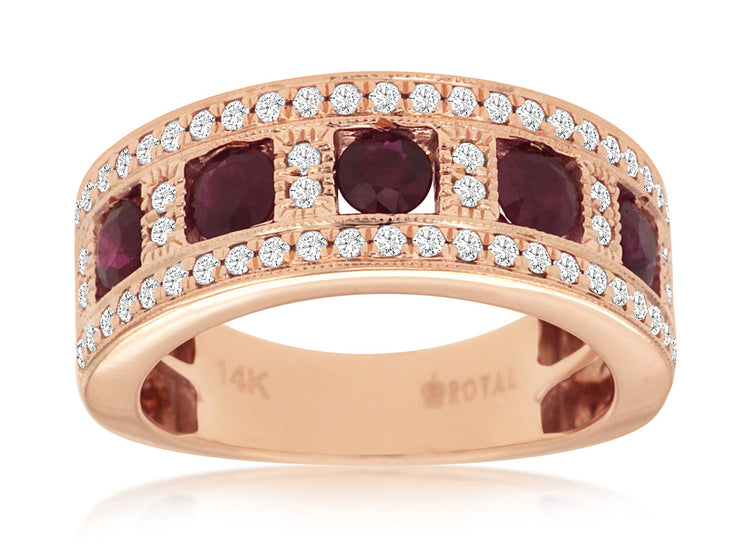 14K Rose Gold 1.05 CT Ruby & Diamond Fashion Ring