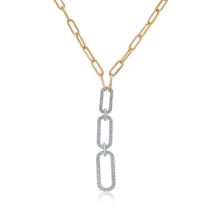 0.70 CT Diamond Paperclip 14K Two Tone Gold Fashion Necklace
