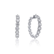 9.00 Cttw Round Diamond Inside-Out 14K White Gold Hoop Earrings