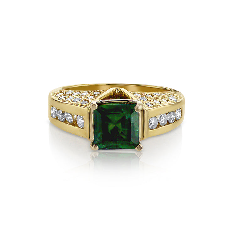 18K Yellow Gold 2.00 CT Emerald and 1.00 CT Diamond Ring