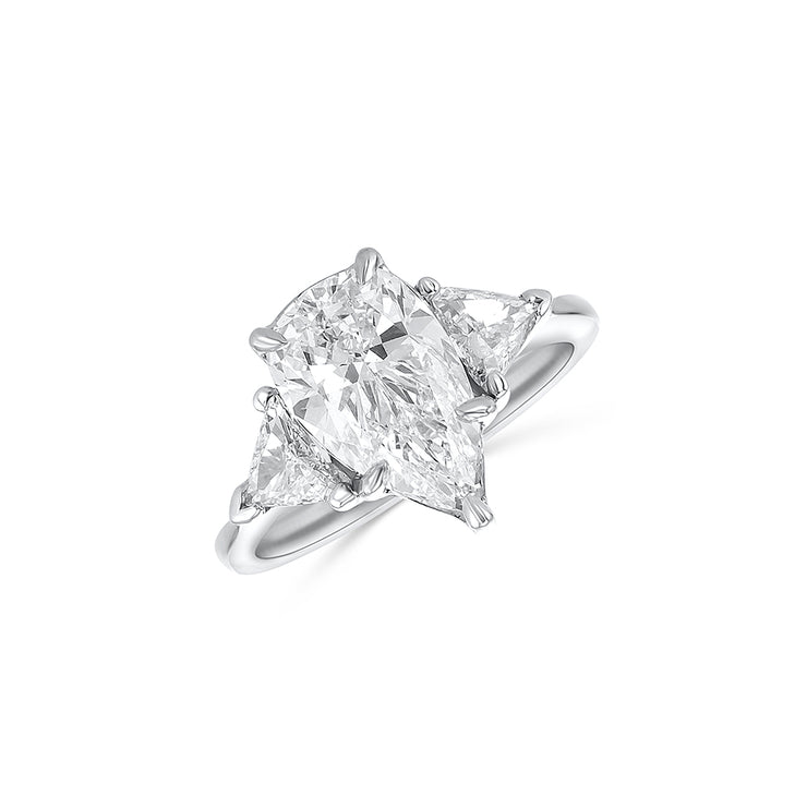 2.41 CT Diamond Pear Three Stone Platinum Engagement Ring