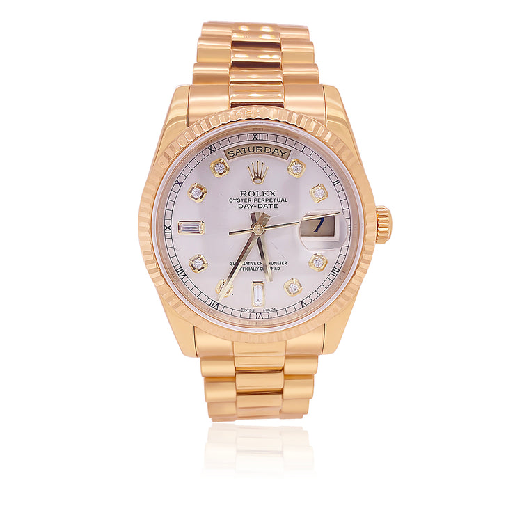 Pre-Owned Rolex Diamond Dial 18K Yellow Gold Watch