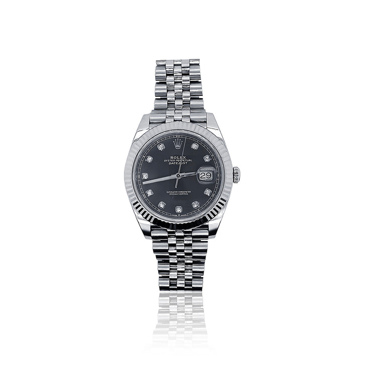Pre-Owned Rolex Stainless Datejust Diamond Dial 41mm Watch