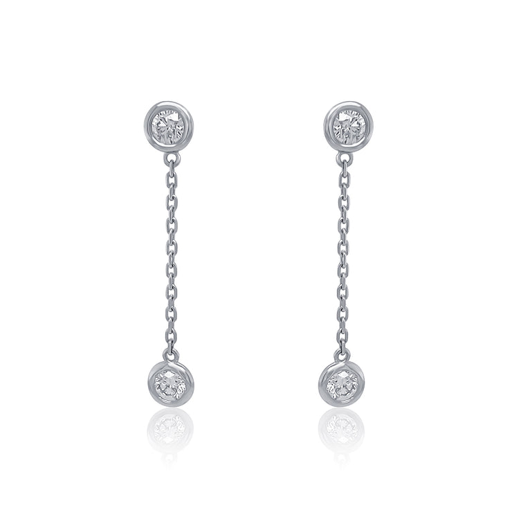 0.75 Cttw Round Diamond By the Yard Drop 14K White Gold Earrings