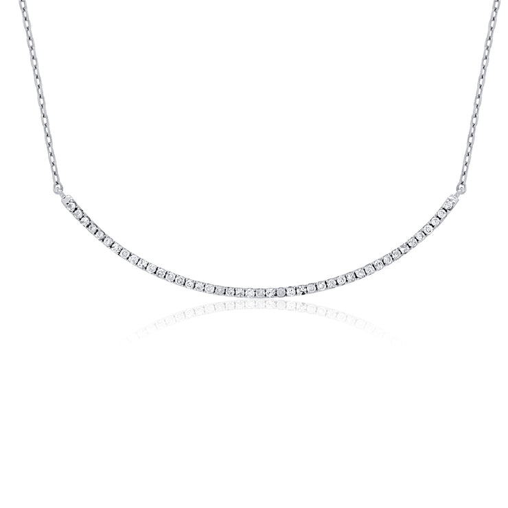0.25 Cttw Diamond Curved Bar 14K White Gold Necklace