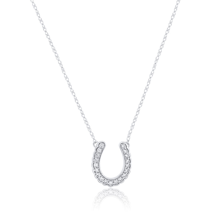 0.10 Cttw Diamond Horseshoe 14K White Gold Necklace