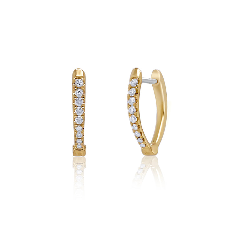 0.22 CT Round Diamond 14K Yellow Gold Hoop Earrings