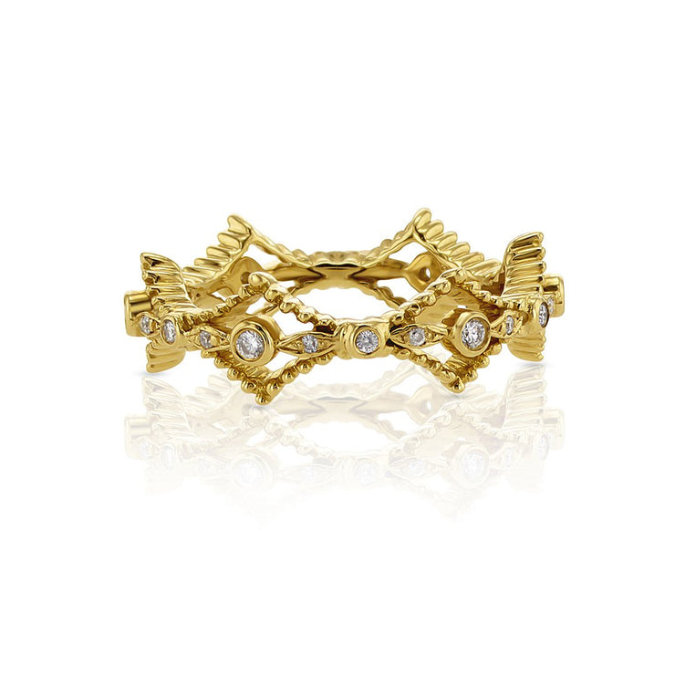Diamond Stackable Fashion Band in 18K Yellow Gold - The Diamond Factory