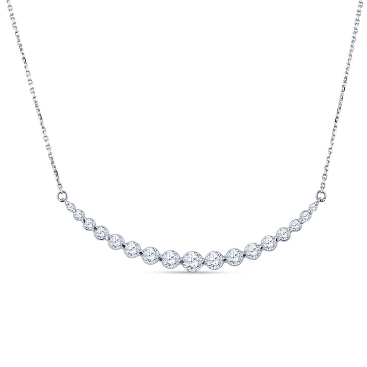 14K White Gold 1.67 Cttw Round Diamond Graduated Necklace
