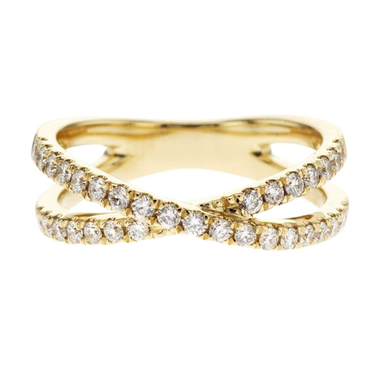 14K Yellow Gold 0.50 CT Round Diamond Bypass Fashion Ring