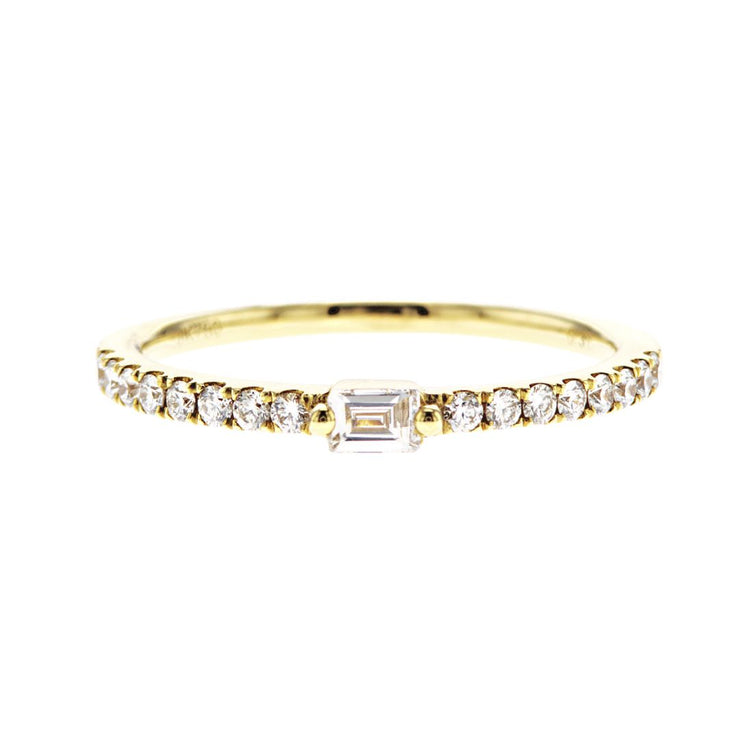 18K Yellow Gold 0.31 CT Baguette Diamond Stackable Band