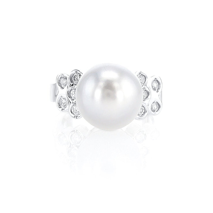 Pearl and 0.30 Carats Natural Diamond Fashion Estate Ring - The Diamond Factory