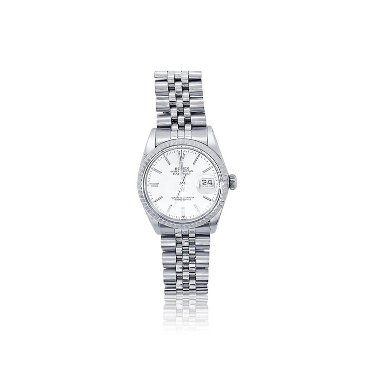 Pre - Owned Rolex Ladies Oyster Perpetual Datejust Fluted Bezel Watch - The Diamond Factory
