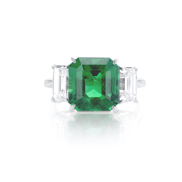 5.36 CT Colombian Emerald and 2.36 Cttw Diamond Platinum Ring